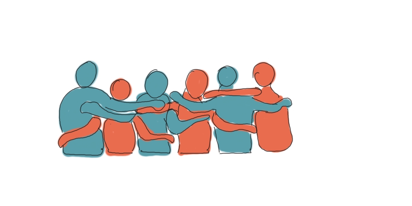 illustration of people helping and supporting each other