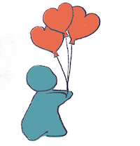 illustration of the concept of motivation - person with balloons